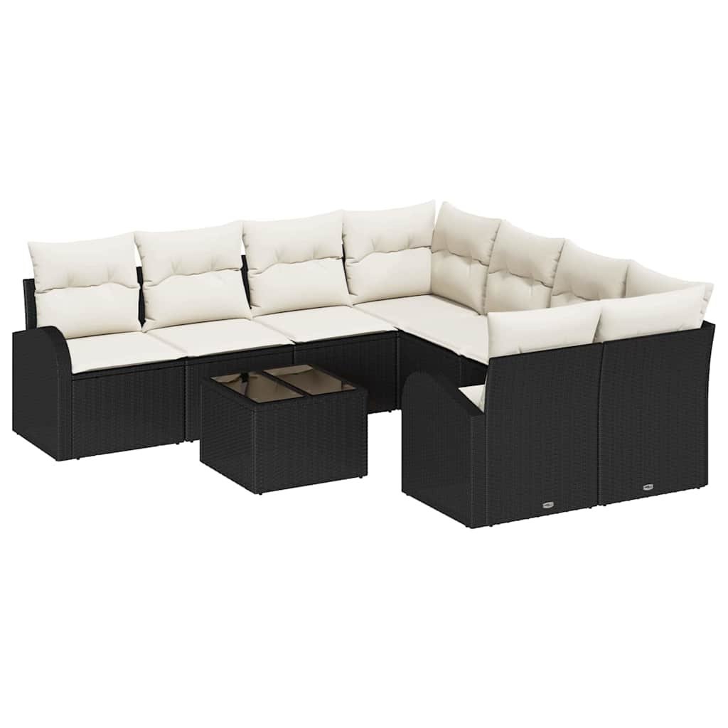 Zestaw Sof na Ogród 9 pcs Czarny, Kremowy 55 x 55 x 37 cm Lumarko!