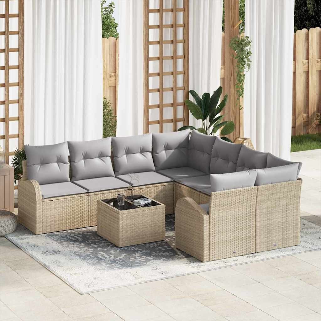 Zestaw Sof na Ogród 9 pcs Beżowy i jasnoszary 55 x 55 x 37 cm Lumarko!
