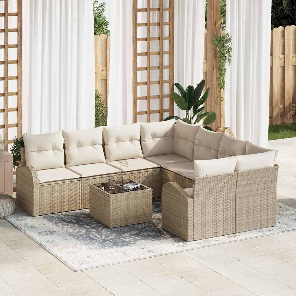 Zestaw Sof na Ogród 9 pcs Beż, Kremowy 55 x 55 x 37 cm Lumarko!