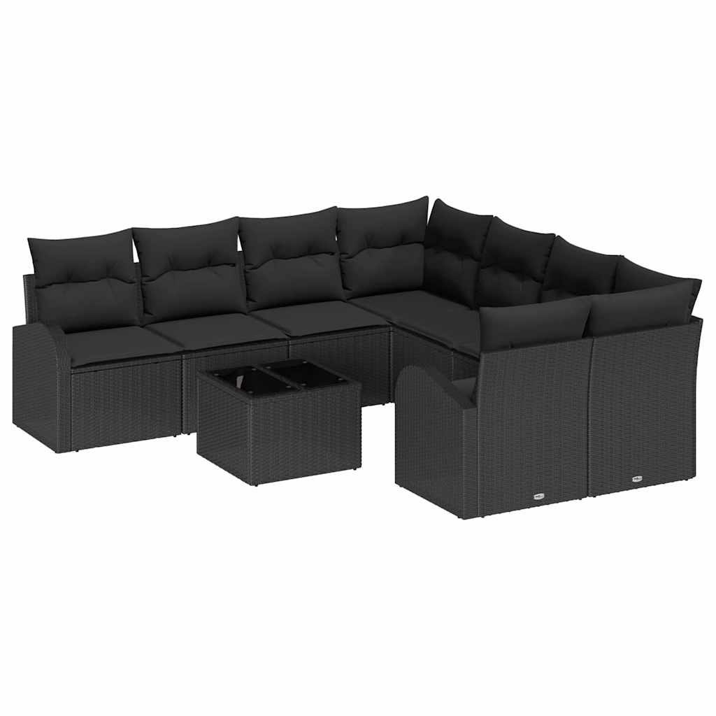 Zestaw Sof na Ogród z poduszką 9 pcs Czarny 55 x 55 x 37 cm Lumarko!