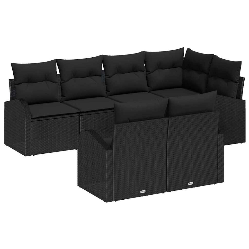 Zestaw Sof na Ogród z poduszką 7 pcs Czarny Polirattan Lumarko!