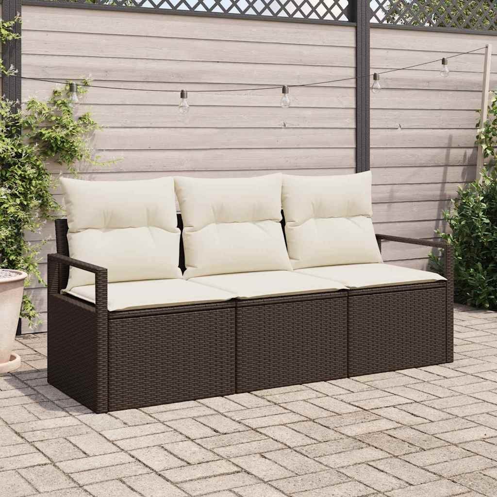 Zestaw Sof na Ogród z poduszką 3 pcs Brązowy, kremowy Lumarko!