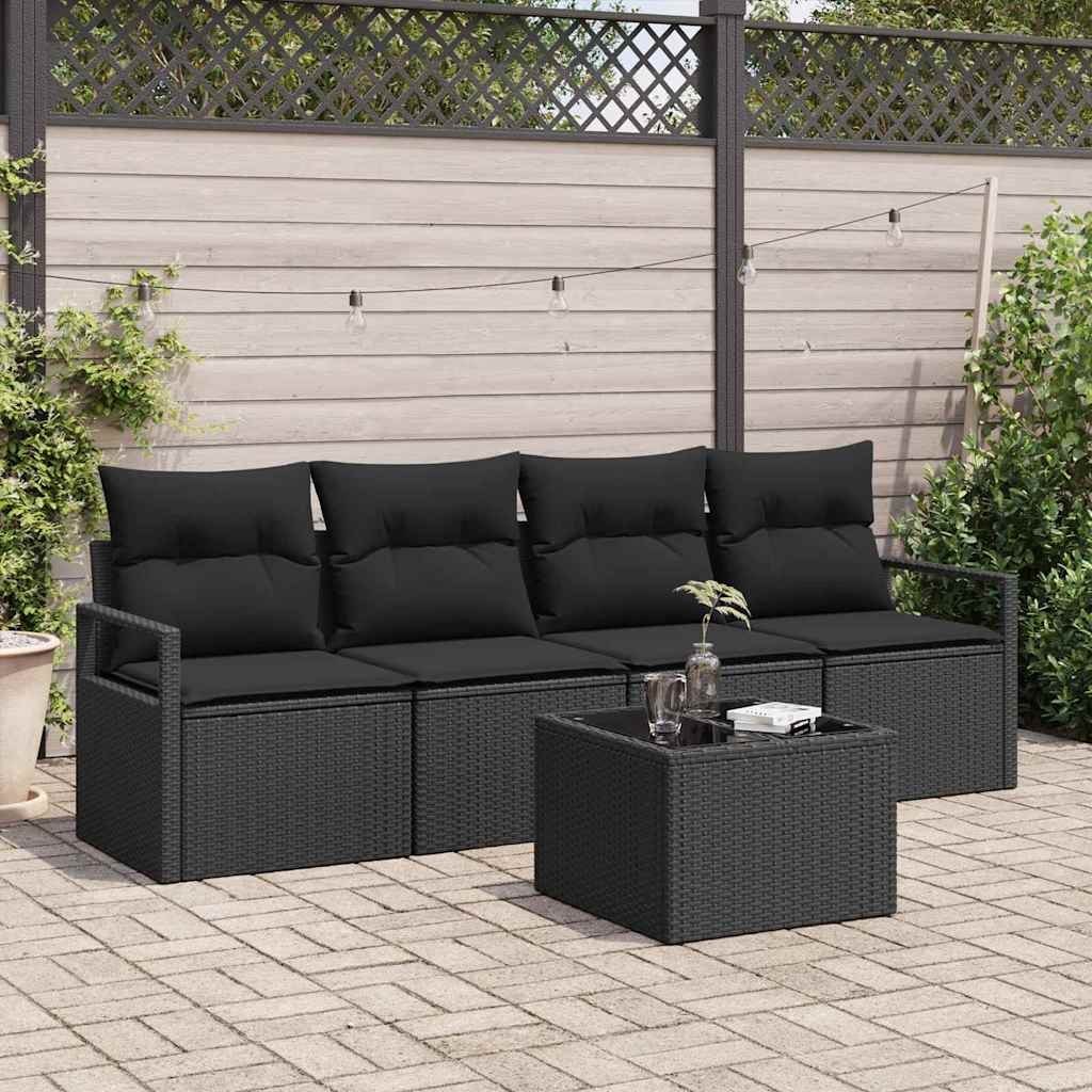 Zestaw Sof na Ogród z poduszką 5 pcs Czarny 55 x 55 x 37 cm Lumarko!