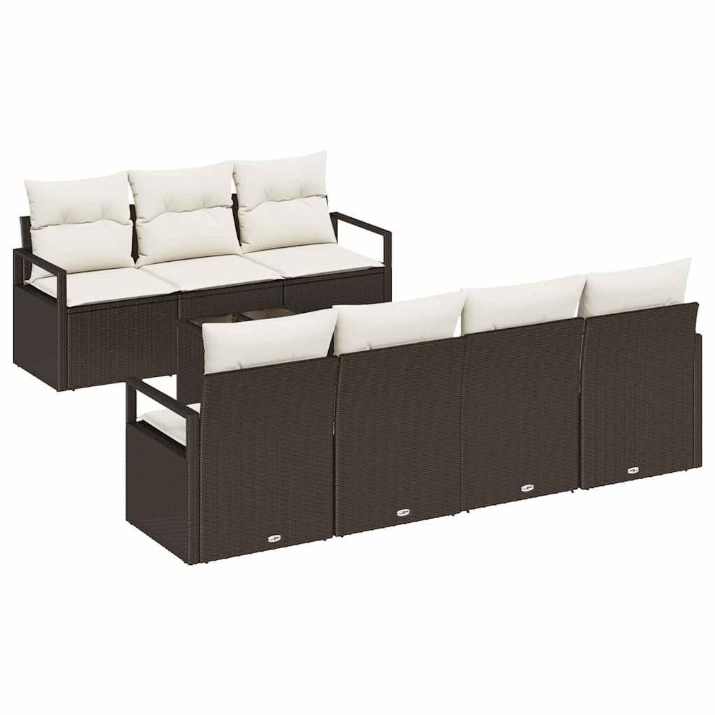 Zestaw Sof na Ogród 8 pcs Brązowy, kremowy 55 x 55 x 37 cm Lumarko!