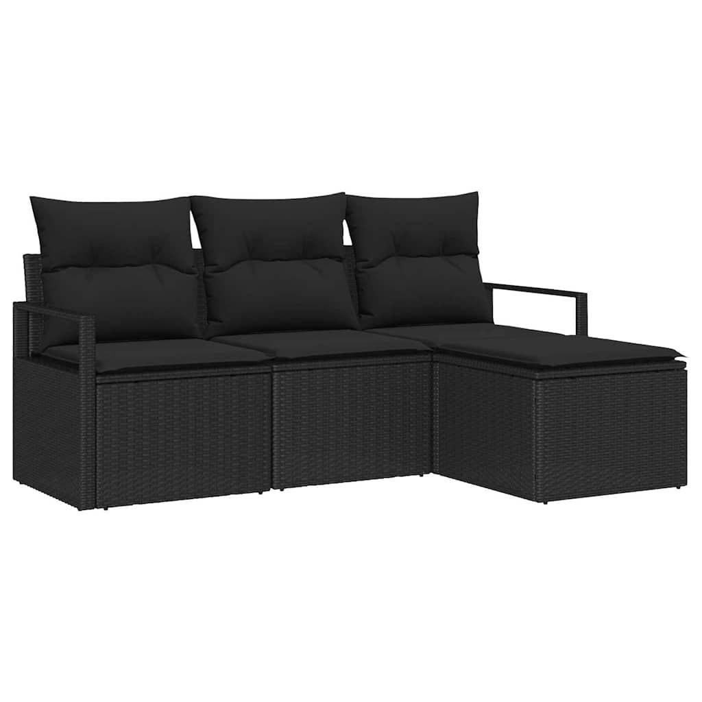 Zestaw Sof na Ogród z poduszką z przechowywaniem 4 pcs Czarny Lumarko!