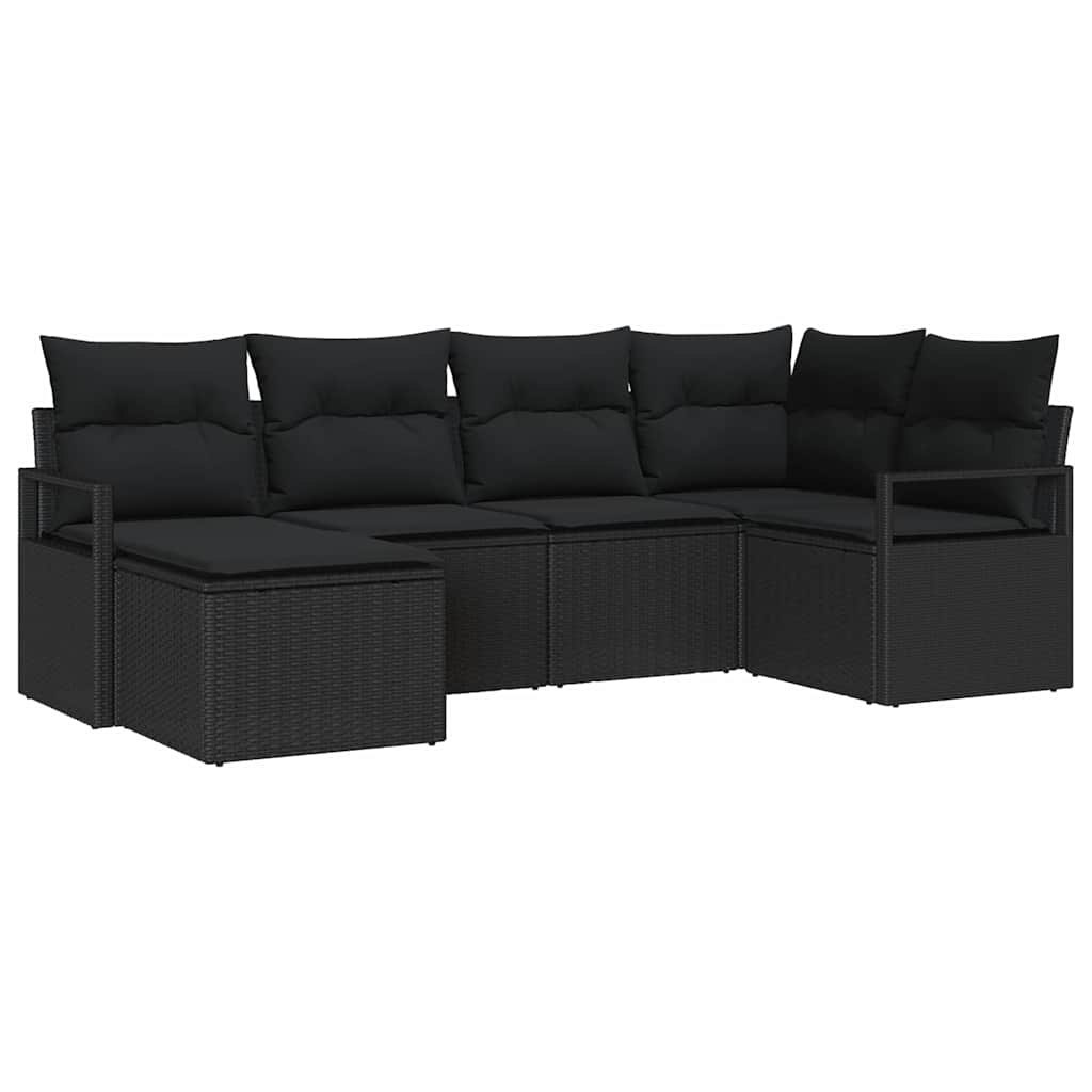 Zestaw Sof na Ogród z poduszką z przechowywaniem 6 pcs Czarny Lumarko!