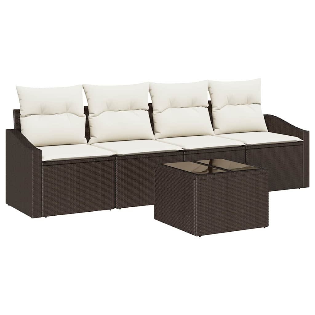 Zestaw Sof na Ogród 5 pcs Brązowy, kremowy 55 x 55 x 37 cm Lumarko!