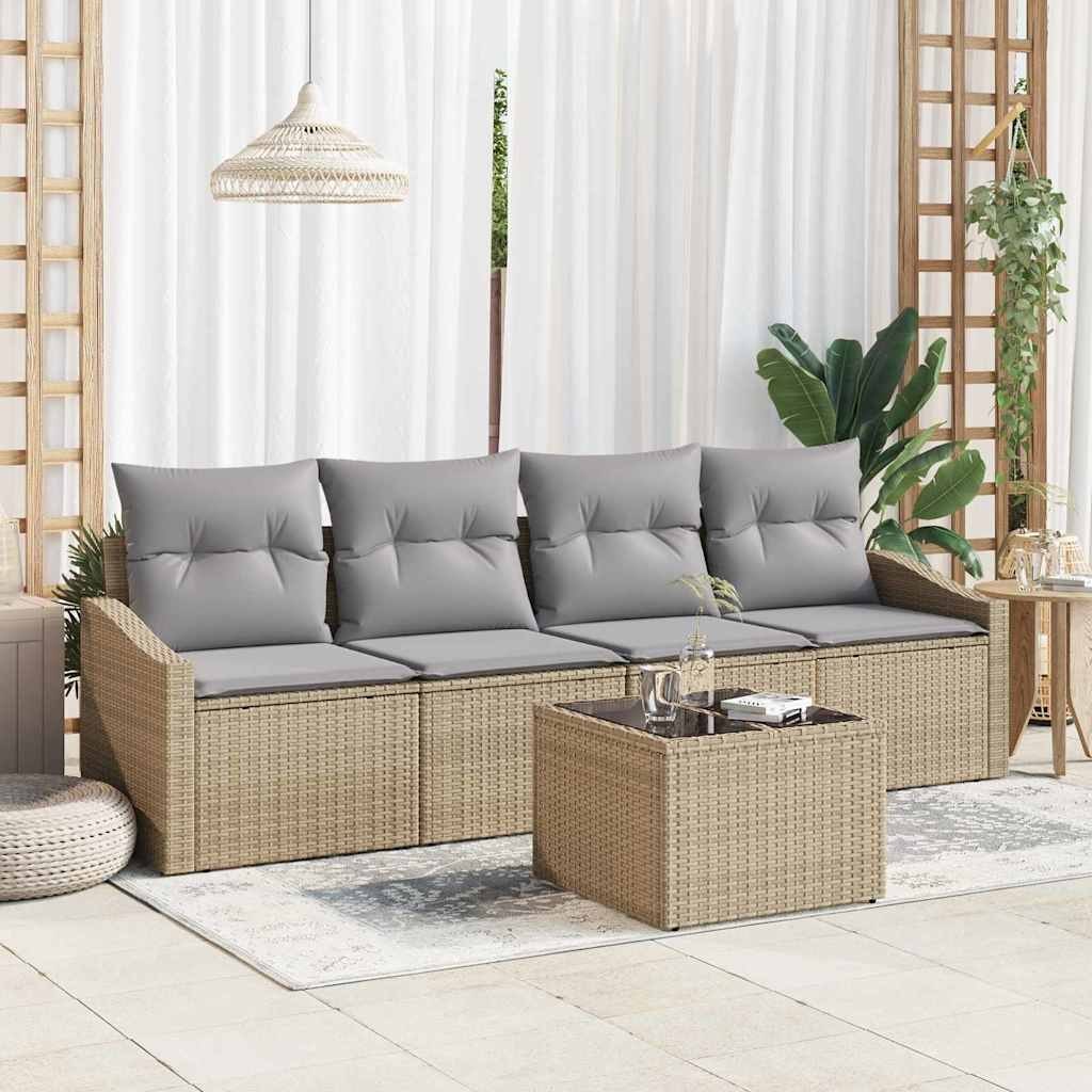 Zestaw Sof na Ogród 5 pcs Jasnoszary, Brązowy 55 x 55 x 37 cm Lumarko!