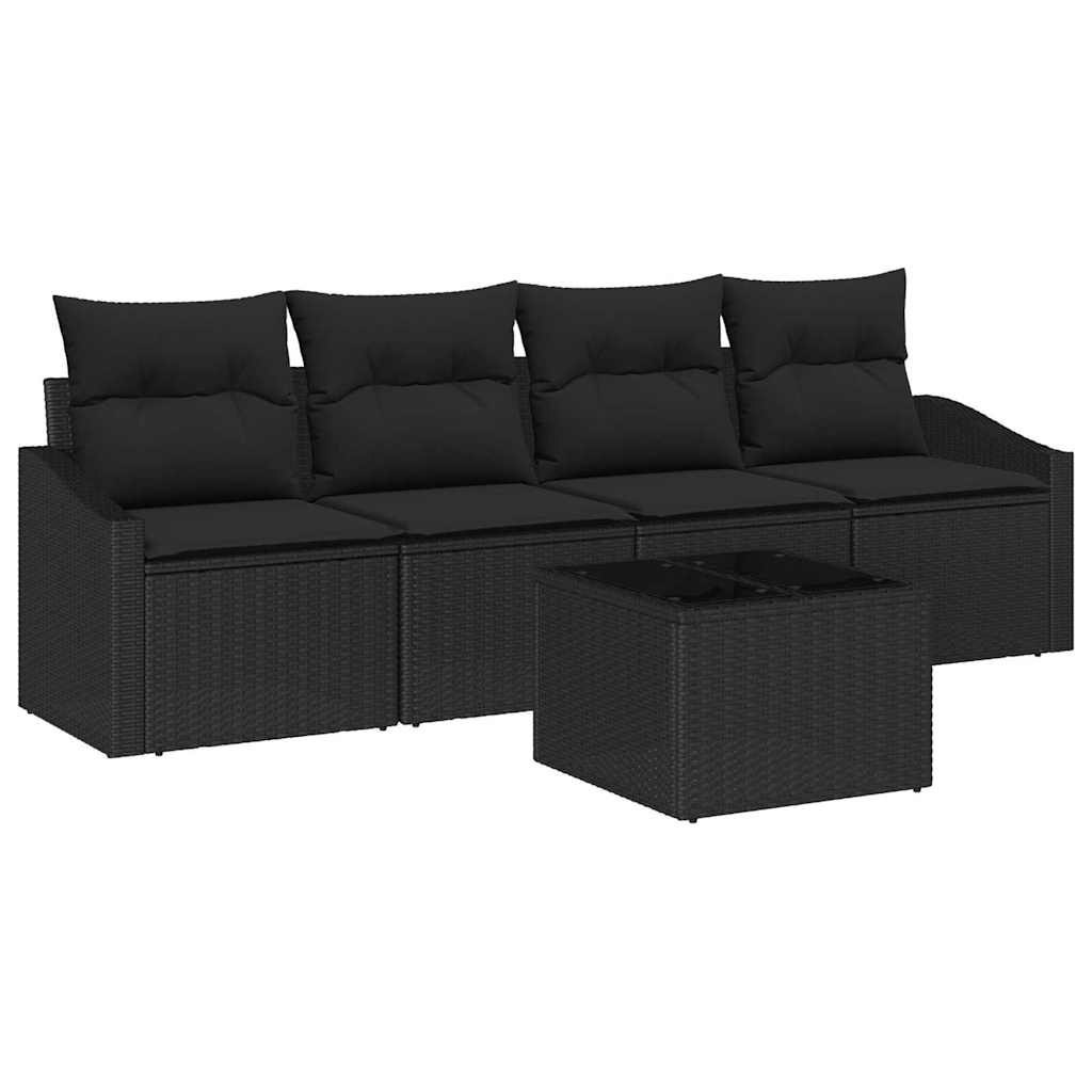 Zestaw Sof na Ogród z poduszką 5 pcs Czarny 55 x 55 x 37 cm Lumarko!