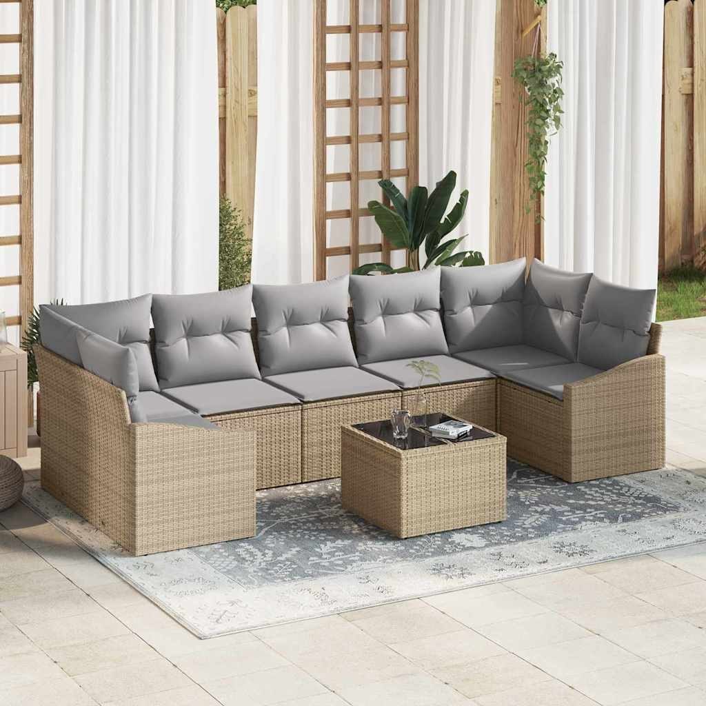 Zestaw Sof na Ogród 8 pcs Beżowy i jasnoszary 55 x 55 x 37 cm Lumarko!