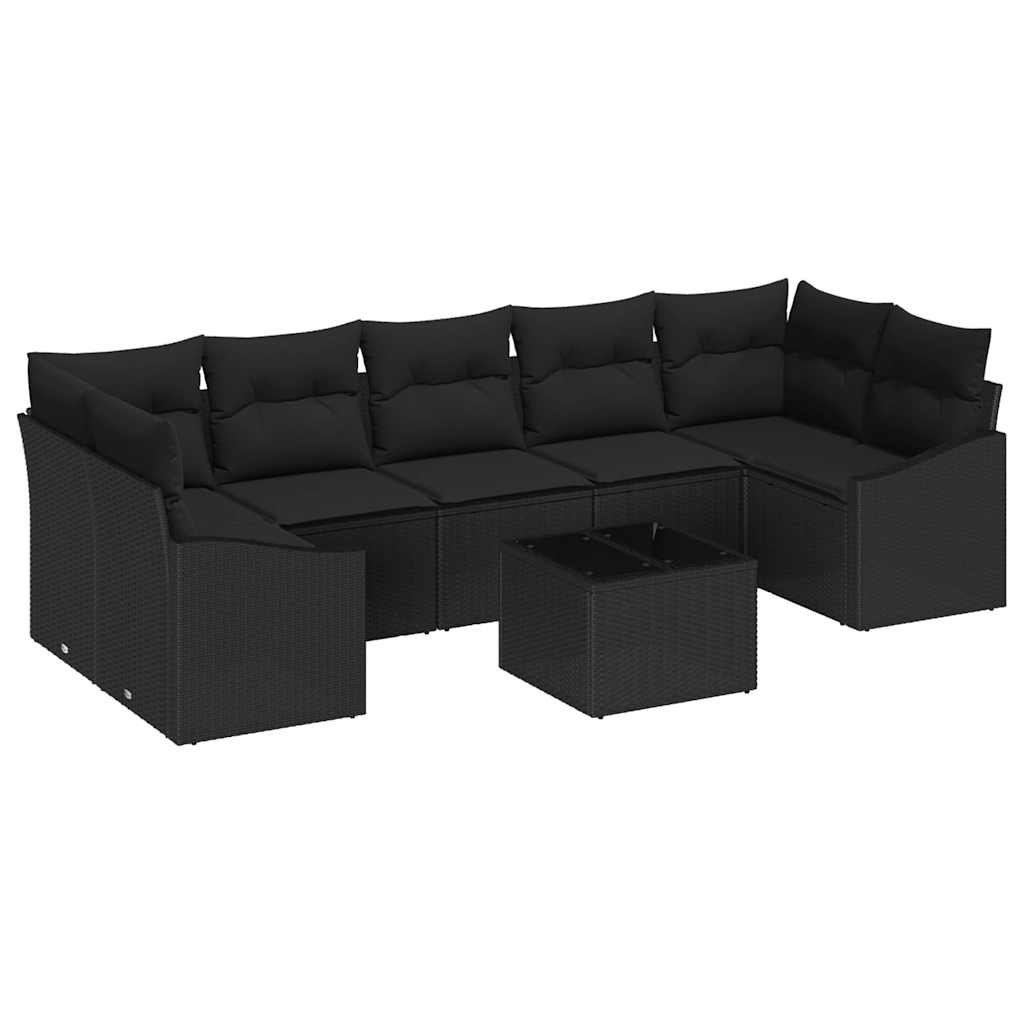 Zestaw Sof na Ogród z poduszką 8 pcs Czarny 55 x 55 x 37 cm Lumarko!