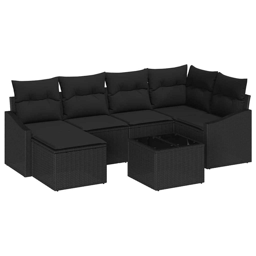 Zestaw do jadalni w ogrodzie z poduszką 7 pcs Czarny Lumarko!