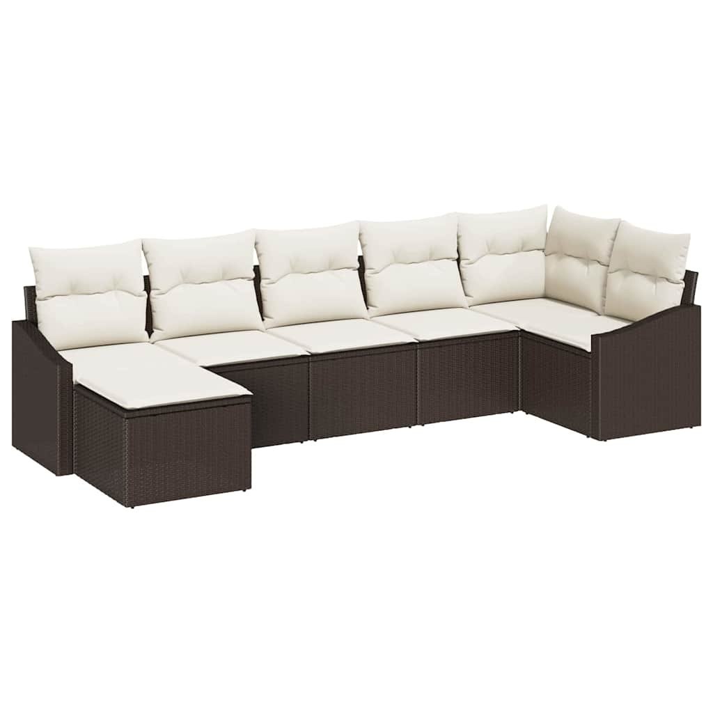 Zestaw do jadalni w ogrodzie z poduszką 7 pcs Brązowy, kremowy Lumarko!