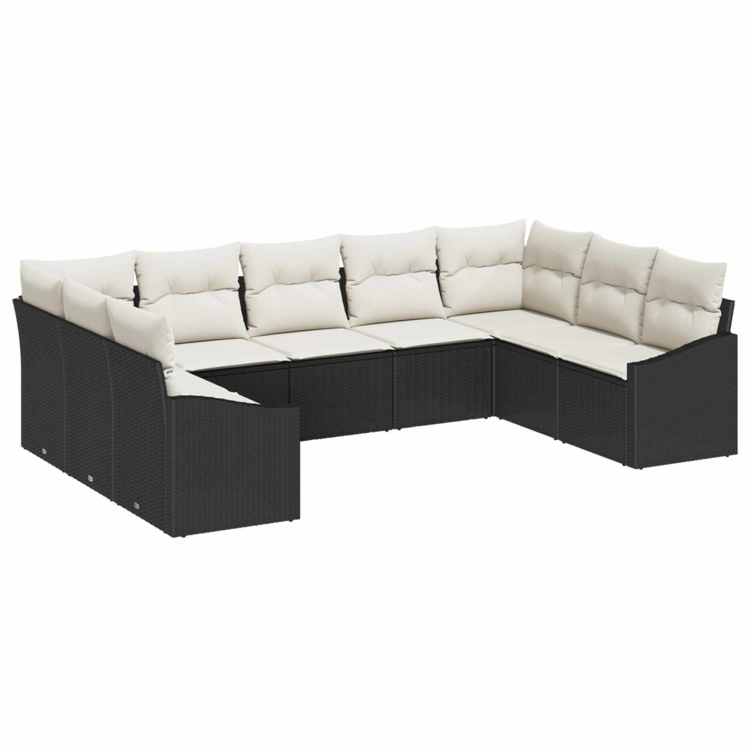 Zestaw do jadalni w ogrodzie z poduszką 9 pcs Czarny, Kremowy Lumarko!