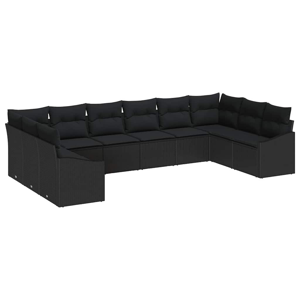 Zestaw do jadalni w ogrodzie z poduszką 10 pcs Czarny Lumarko!