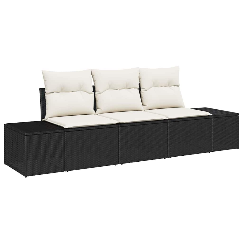 Zestaw Sof na Ogród z poduszką 3 pcs Czarny, Kremowy Lumarko!