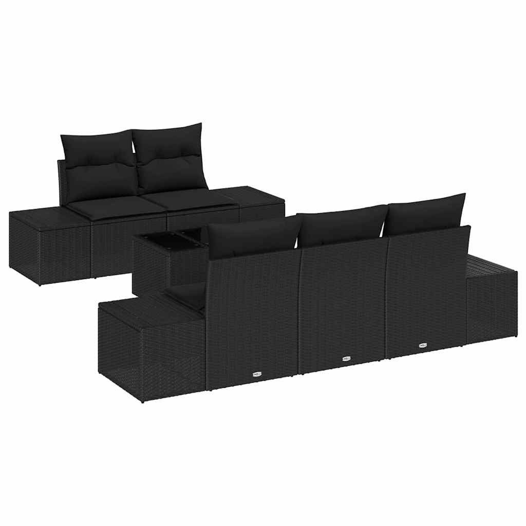 Zestaw Sof na Ogród z poduszką 6 pcs Czarny 55 x 55 x 37 cm Lumarko!