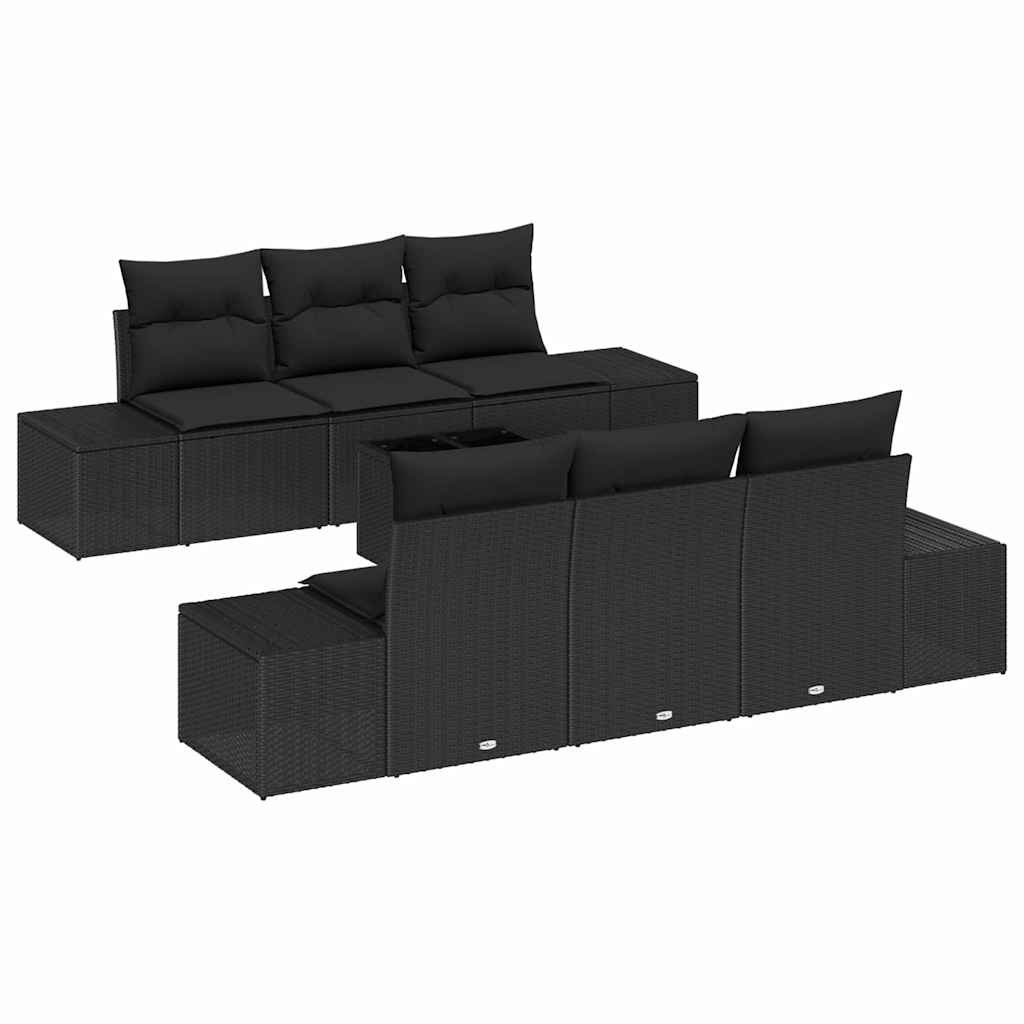 Zestaw Sof na Ogród z poduszką 7 pcs Czarny 55 x 55 x 37 cm Lumarko!