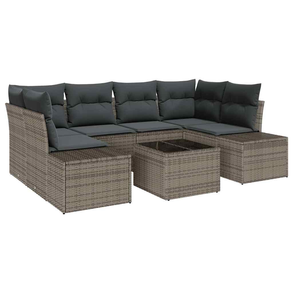 Zestaw Sof na Ogród z poduszką 7 pcs Szary 55 x 55 x 37 cm Lumarko!