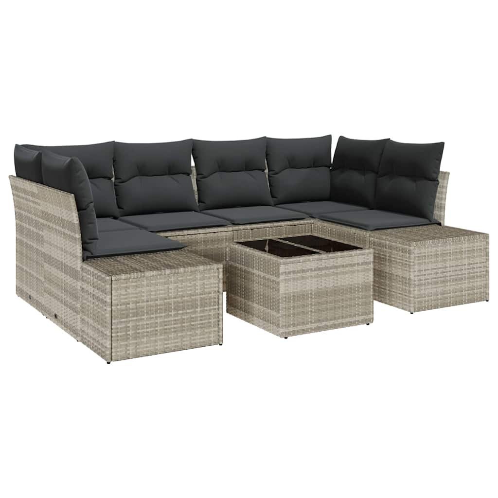 Zestaw Sof na Ogród z poduszką 7 pcs Jasnoszary 55 x 55 x 37 cm Lumarko!