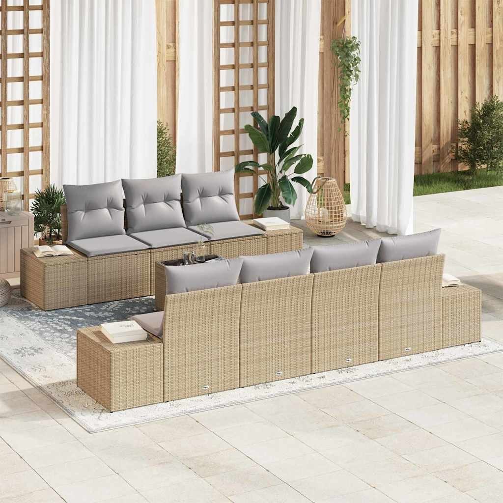 Zestaw Sof na Ogród 8 pcs Beżowy i jasnoszary 55 x 55 x 37 cm Lumarko!
