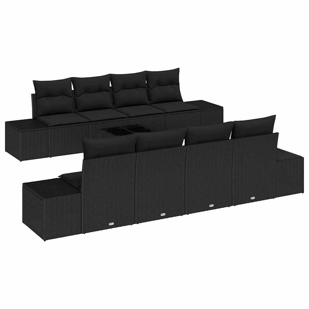 Zestaw Sof na Ogród z poduszką 7 pcs Czarny 55 x 55 x 37 cm Lumarko!