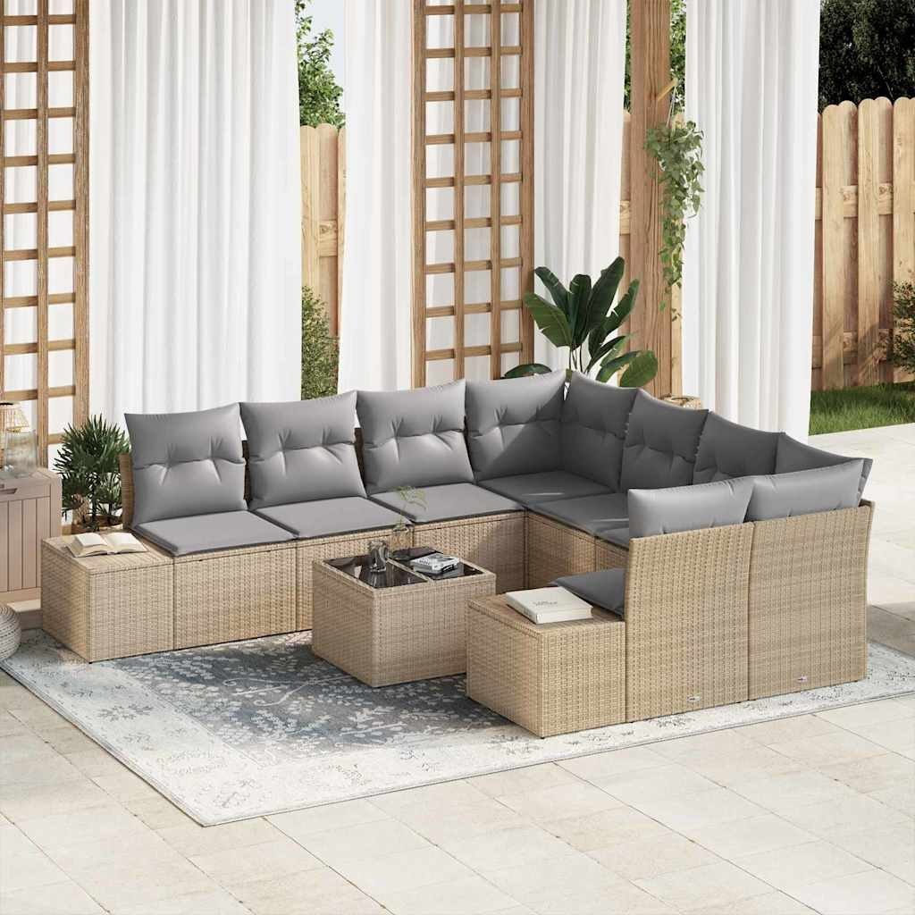 Zestaw Sof na Ogród 9 pcs Beżowy i jasnoszary 55 x 55 x 37 cm Lumarko!