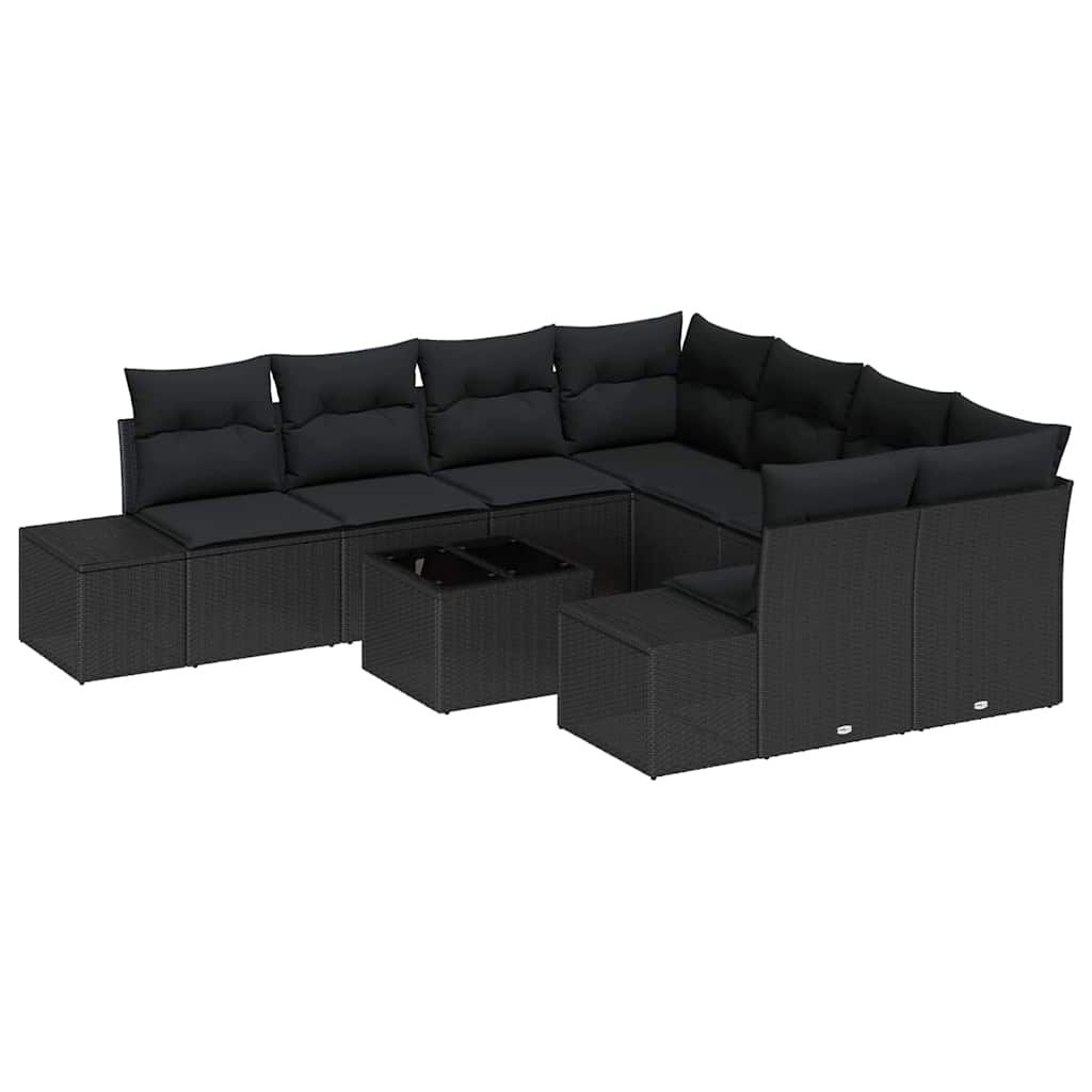 Zestaw Sof na Ogród z poduszką 9 pcs Czarny 55 x 55 x 37 cm Lumarko!