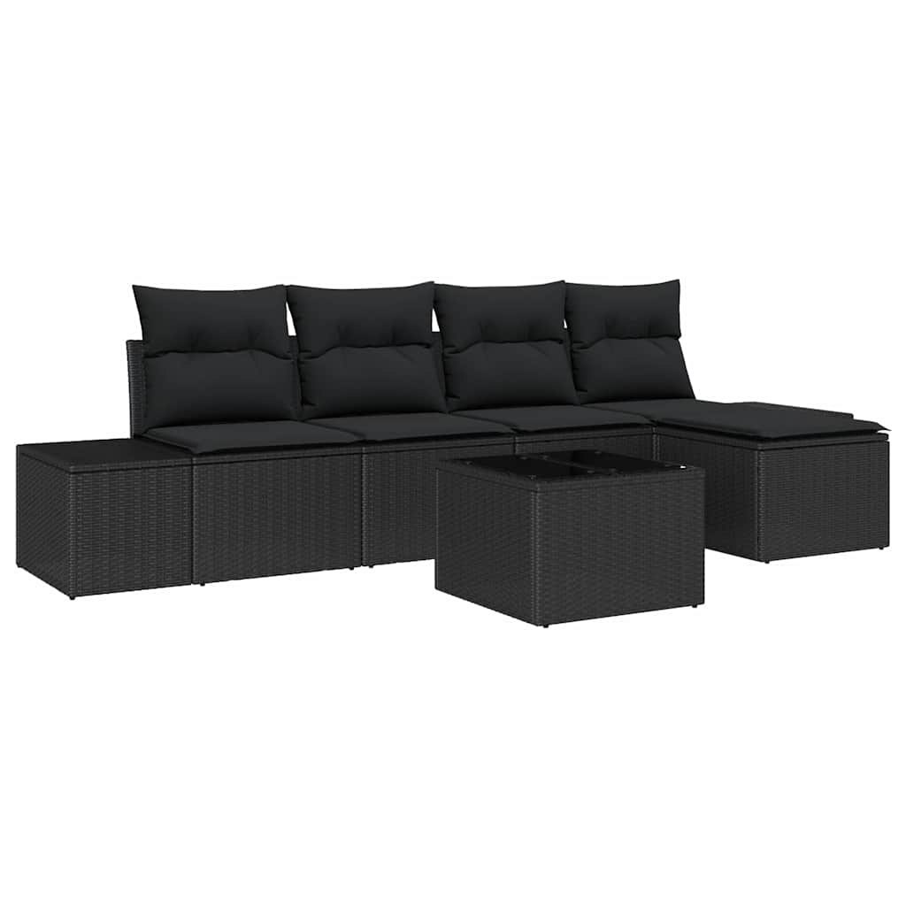 Zestaw Sof na Ogród z poduszką z przechowywaniem 6 pcs Czarny Lumarko!