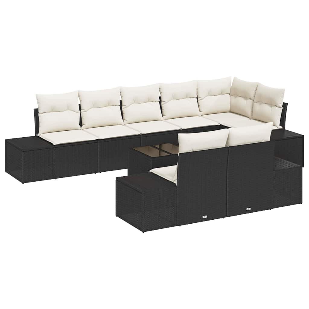 Zestaw Sof na Ogród 9 pcs Czarny i kremowy 319 x 154 x 85 cm Lumarko!