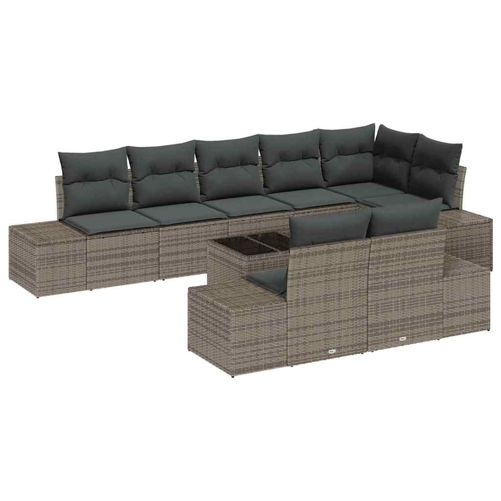 Zestaw Sof na Ogród 9 pcs Szary 319 x 154 x 85 cm Polirattan Lumarko!