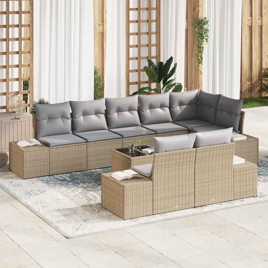 Zestaw Sof na Ogród 9 pcs beżowo-jasnoszary 319 x 154 x 85 cm Lumarko!