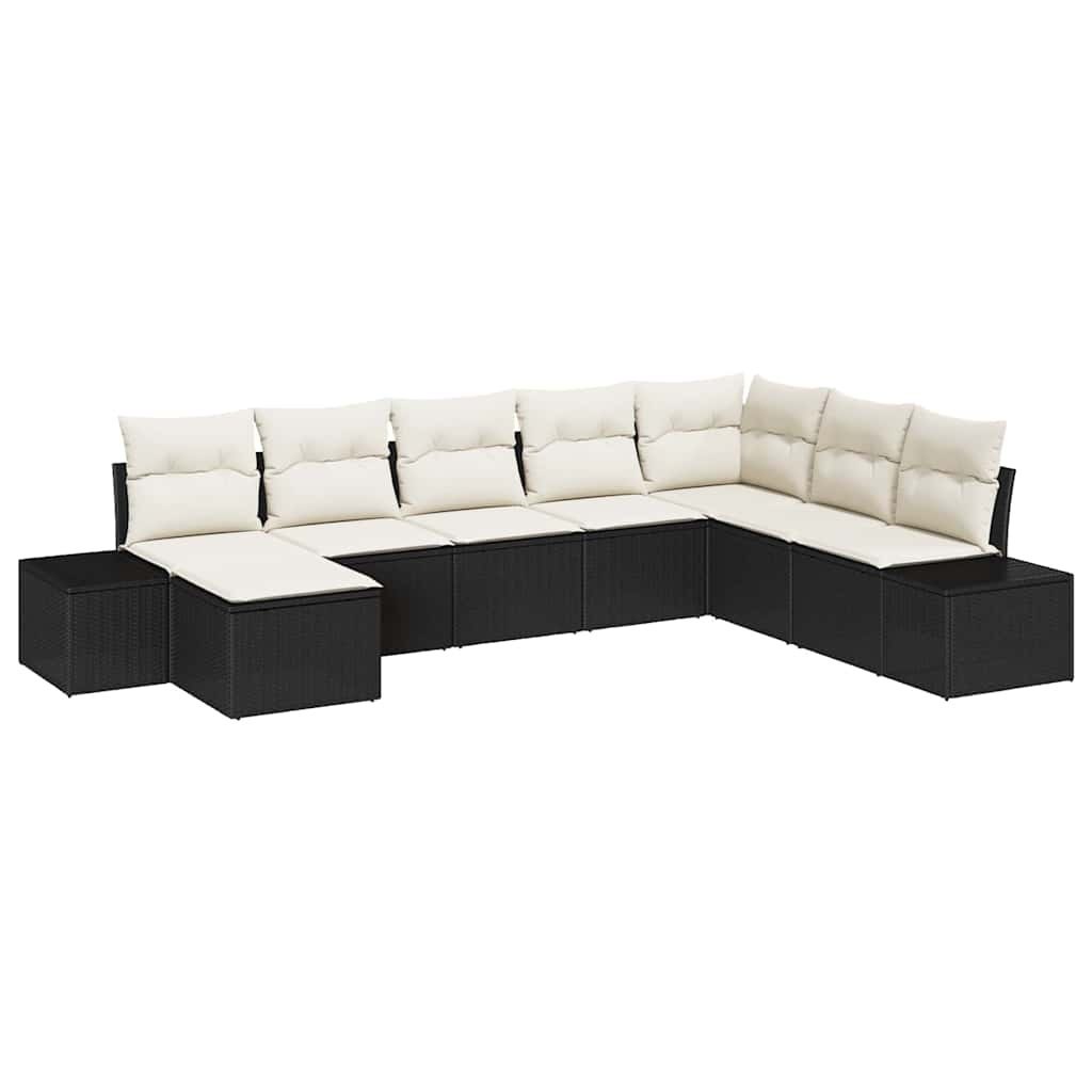 Zestaw Sof na Ogród 8 pcs Czarny i kremowy 319 x 209 x 85 cm Lumarko!