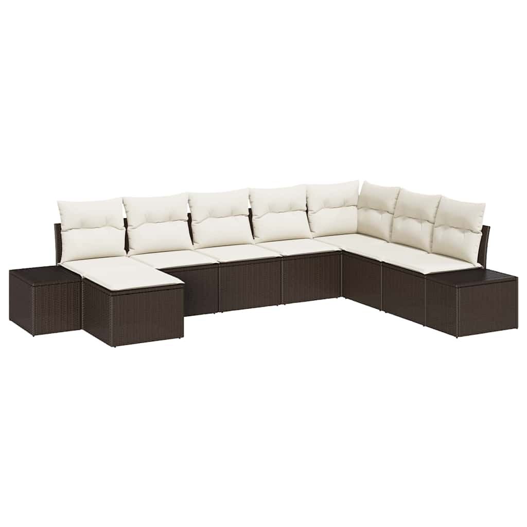 Zestaw Sof na Ogród 8 pcs Brązowy i kremowy 319 x 209 x 85 cm Lumarko!
