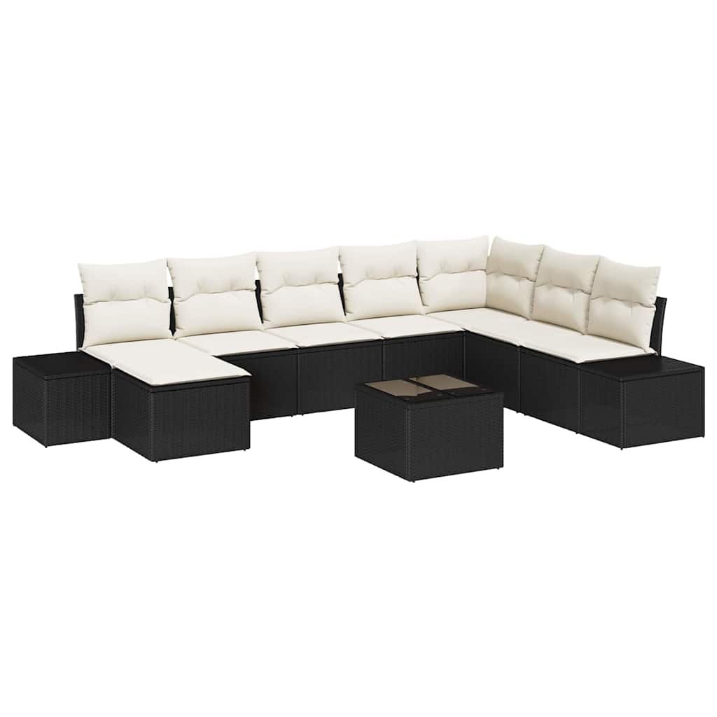 Zestaw Sof na Ogród 9 pcs Czarny i kremowy 319 x 209 x 85 cm Lumarko!