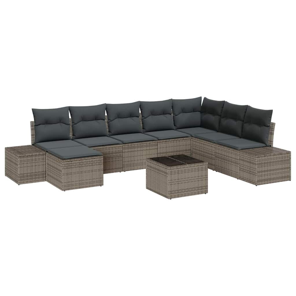 Zestaw Sof na Ogród 9 pcs Szary 319 x 209 x 85 cm Polirattan Lumarko!