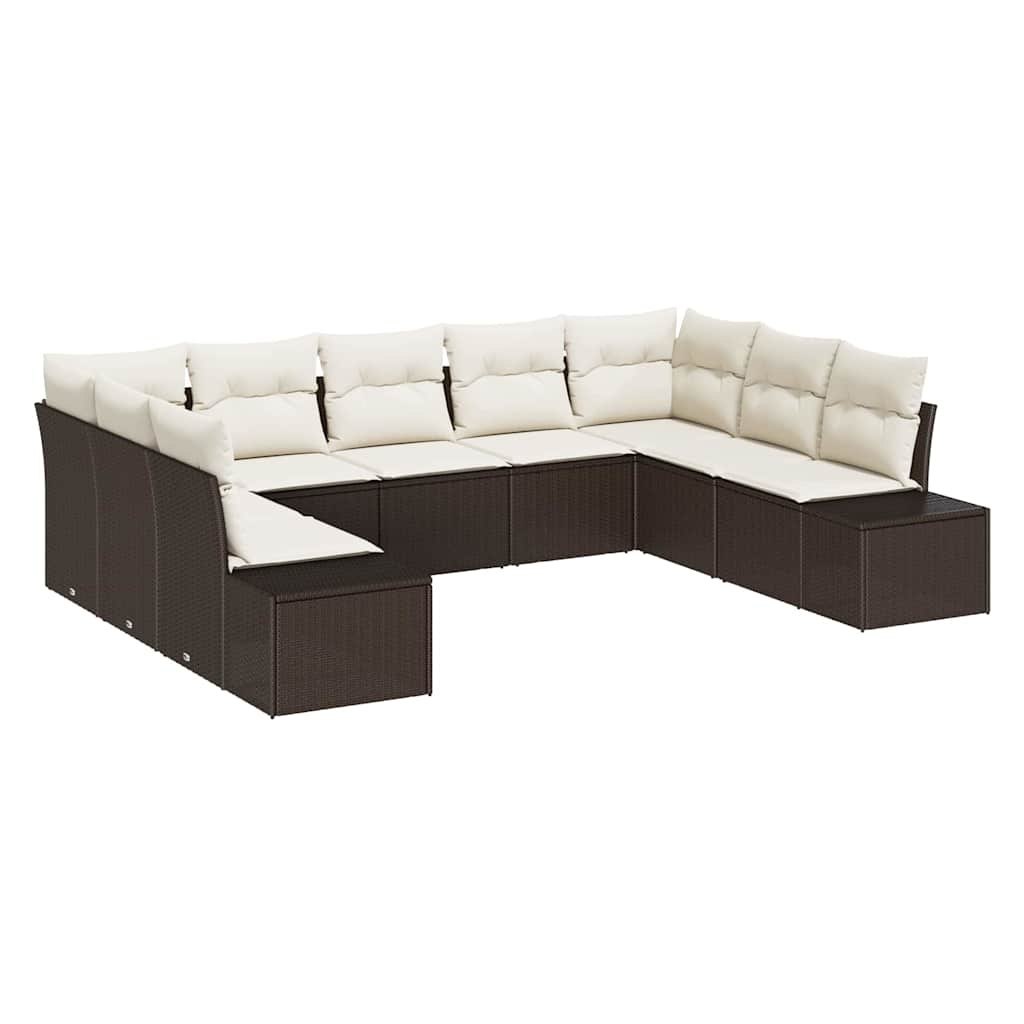 Zestaw Sof na Ogród 9 pcs Brązowy i kremowy 289 x 209 x 85 cm Lumarko!