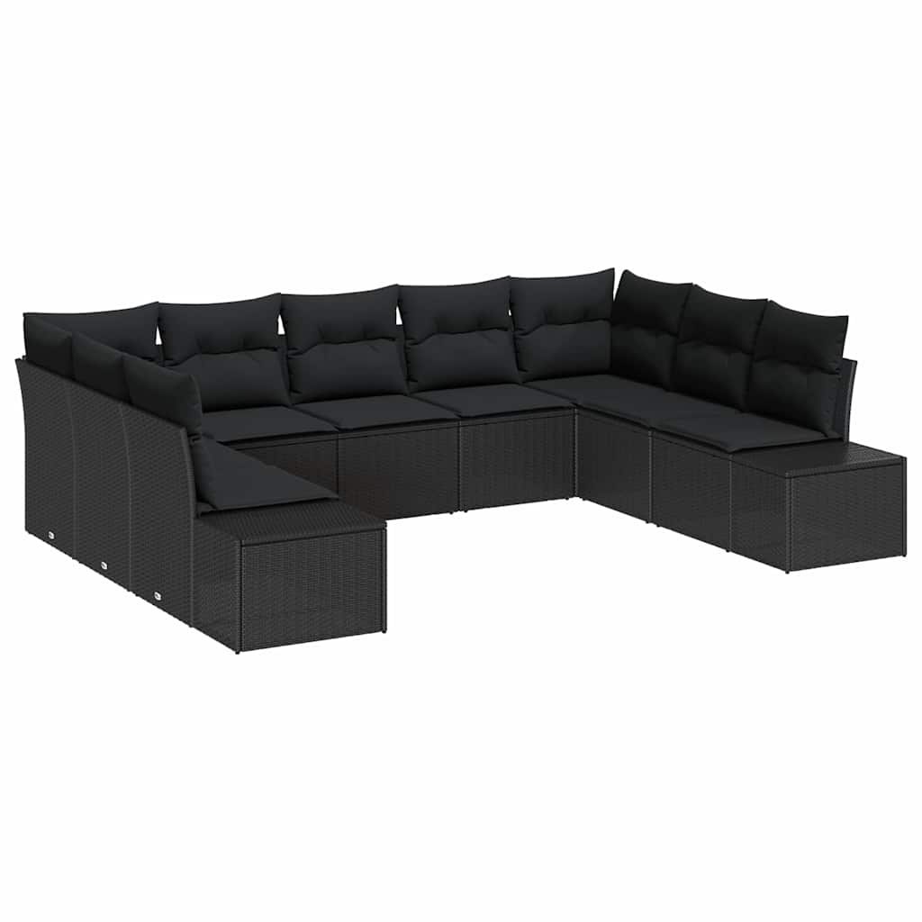 Zestaw Sof na Ogród 9 pcs Czarny 289 x 209 x 85 cm Polirattan Lumarko!