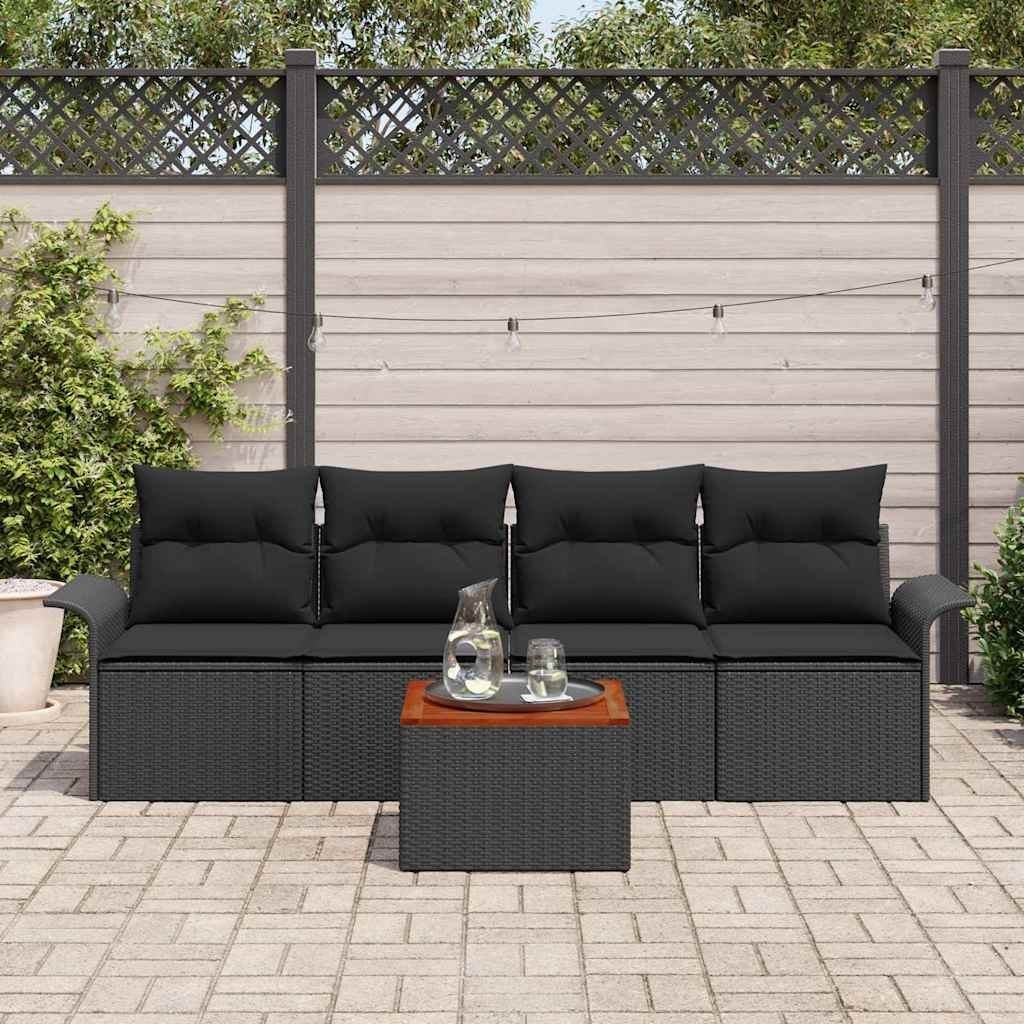 Zestaw Sof na Ogród z poduszką 5 pcs Czarny 55 x 55 x 37 cm Lumarko!