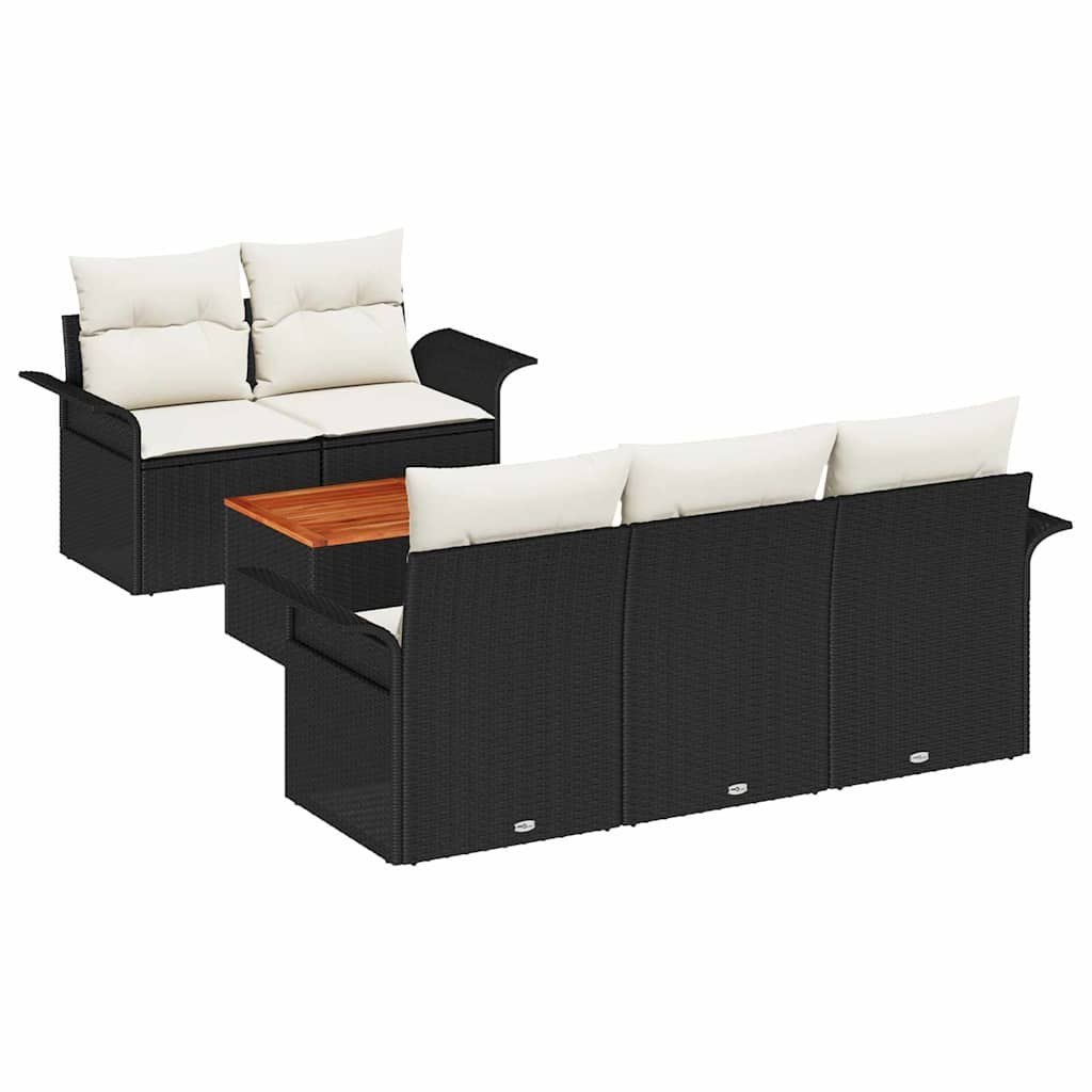 Zestaw Sof na Ogród 6 pcs Czarny, Kremowy 55 x 55 x 37 cm Lumarko!