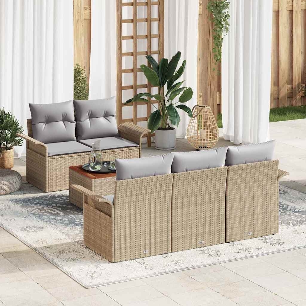 Zestaw Sof na Ogród 6 pcs Beżowy, jasnoszary 55 x 55 x 37 cm Lumarko!