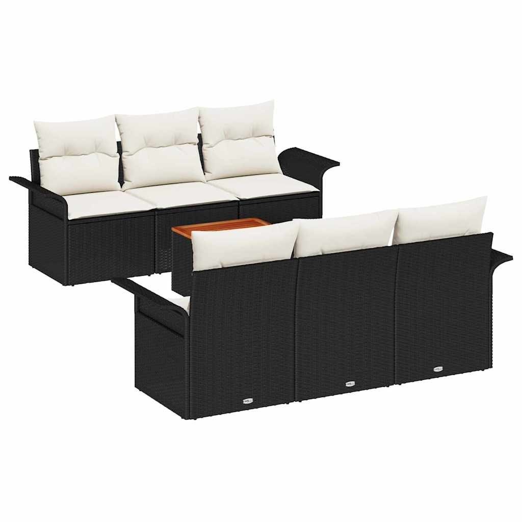 Zestaw Sof na Ogród 7 pcs Czarny, Kremowy 55 x 55 x 37 cm Lumarko!