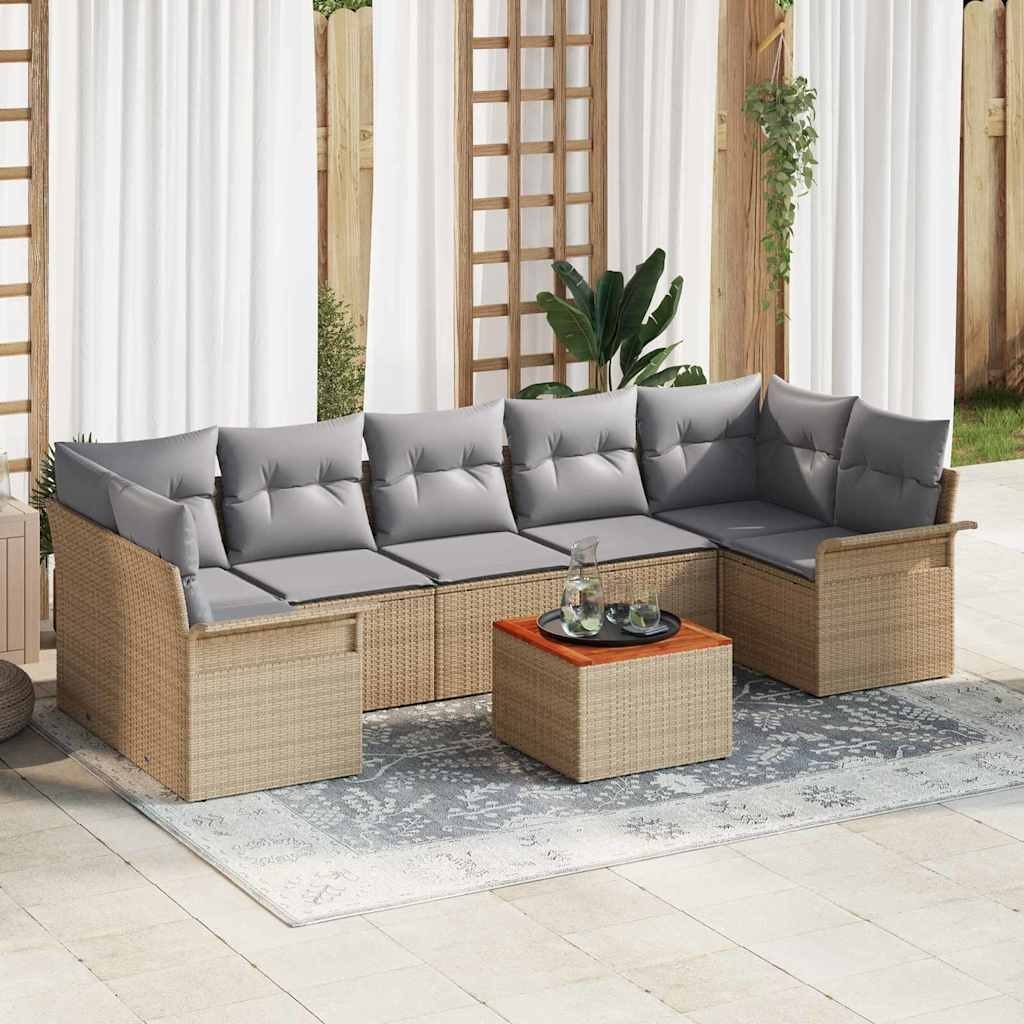 Zestaw Sof na Ogród 8 pcs Beżowy, jasnoszary 55 x 55 x 37 cm Lumarko!