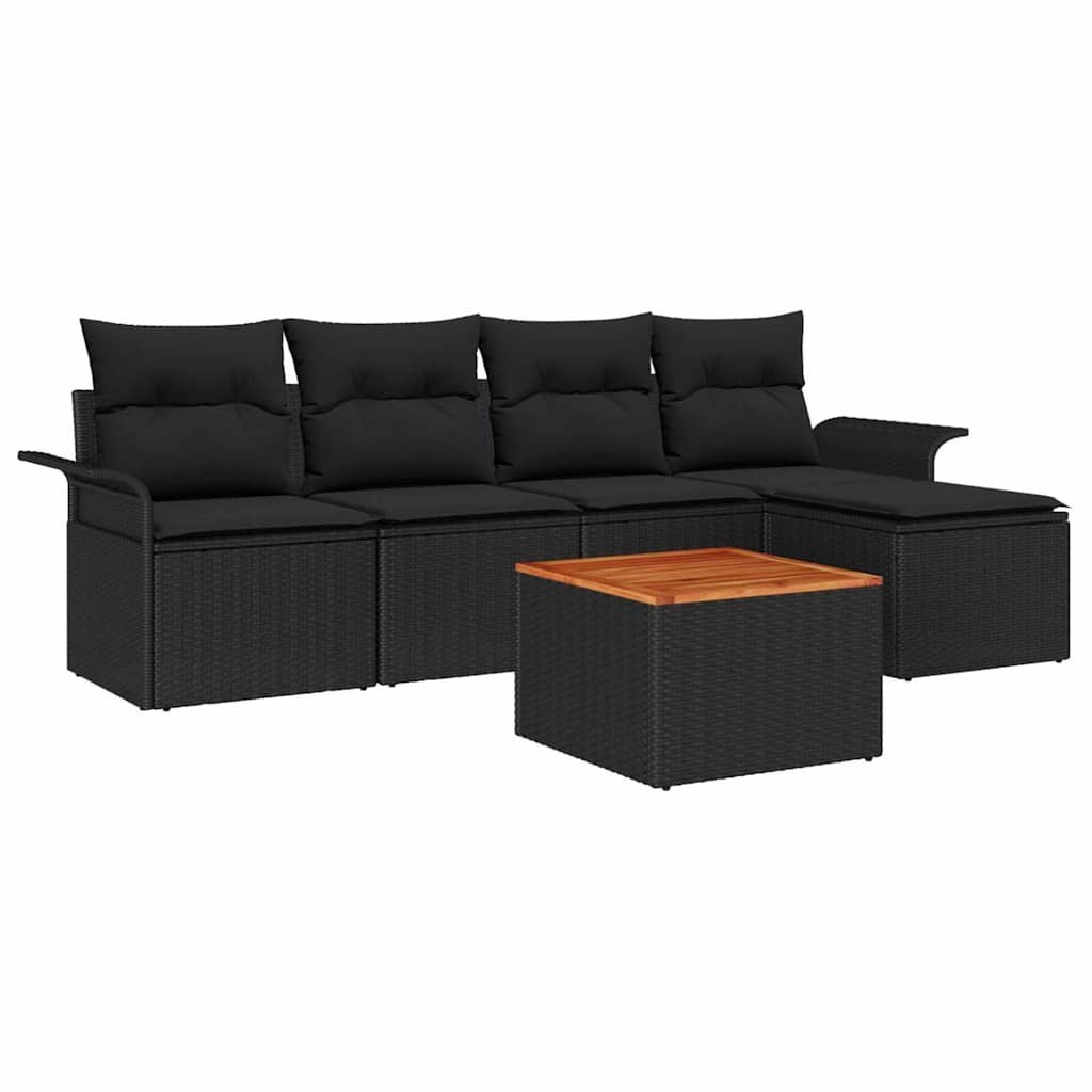Zestaw Sof na Ogród z poduszką z przechowywaniem 6 pcs Czarny Lumarko!