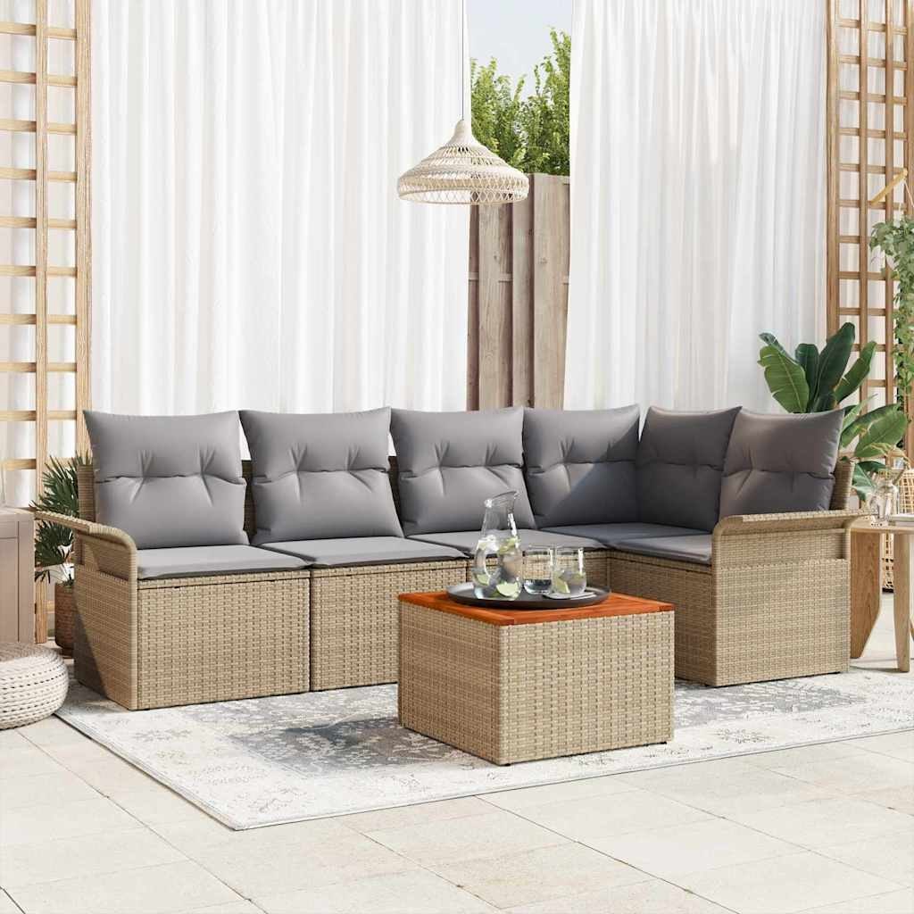 Zestaw Sof na Ogród 6 pcs Beżowy, jasnoszary 55 x 55 x 37 cm Lumarko!