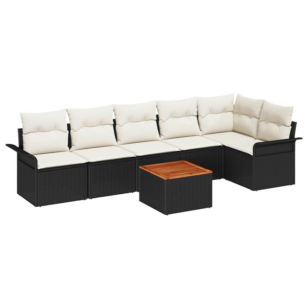 Zestaw Sof na Ogród 7 pcs Czarny, Kremowy 55 x 55 x 37 cm Lumarko!