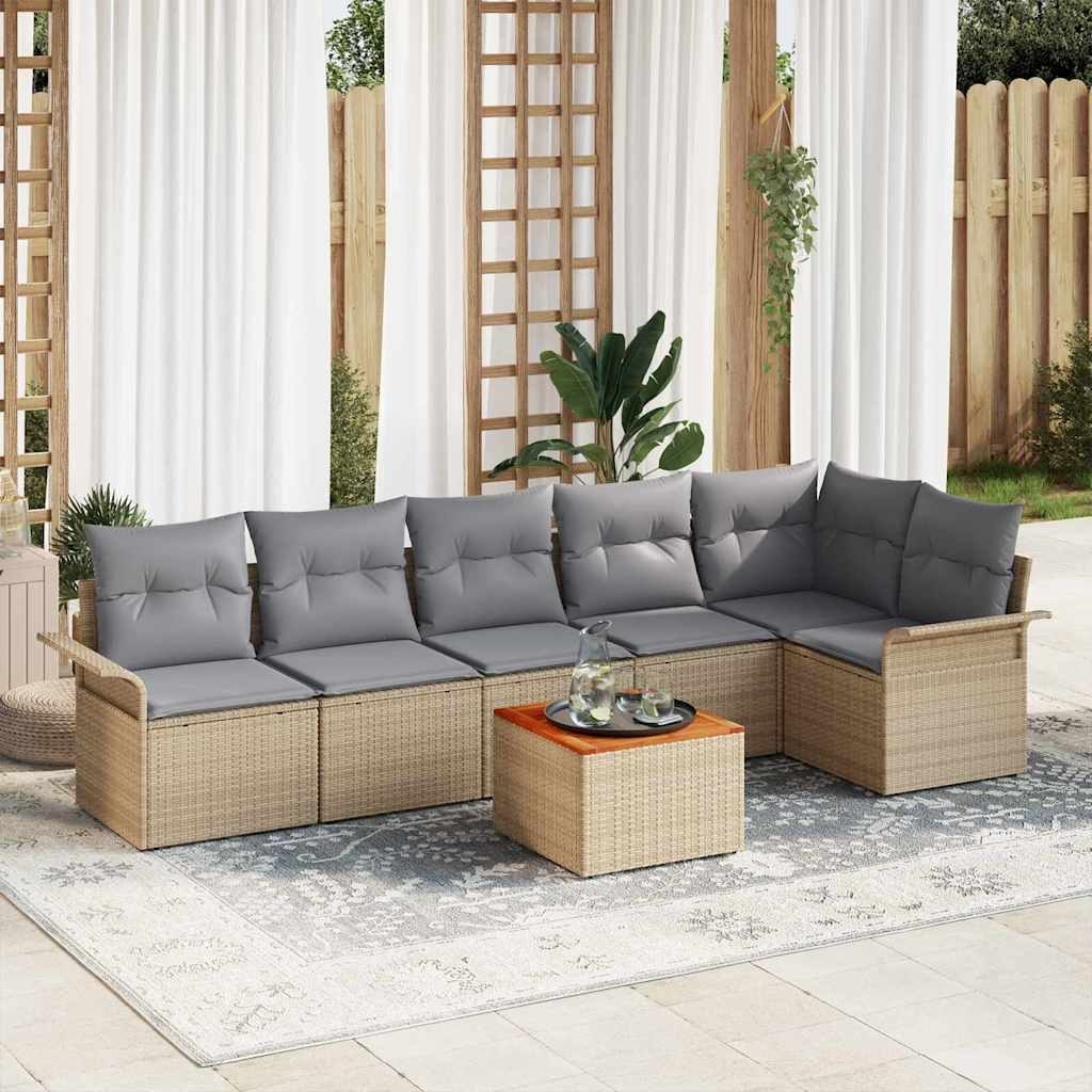 Zestaw Sof na Ogród 7 pcs Beżowy, jasnoszary 55 x 55 x 37 cm Lumarko!