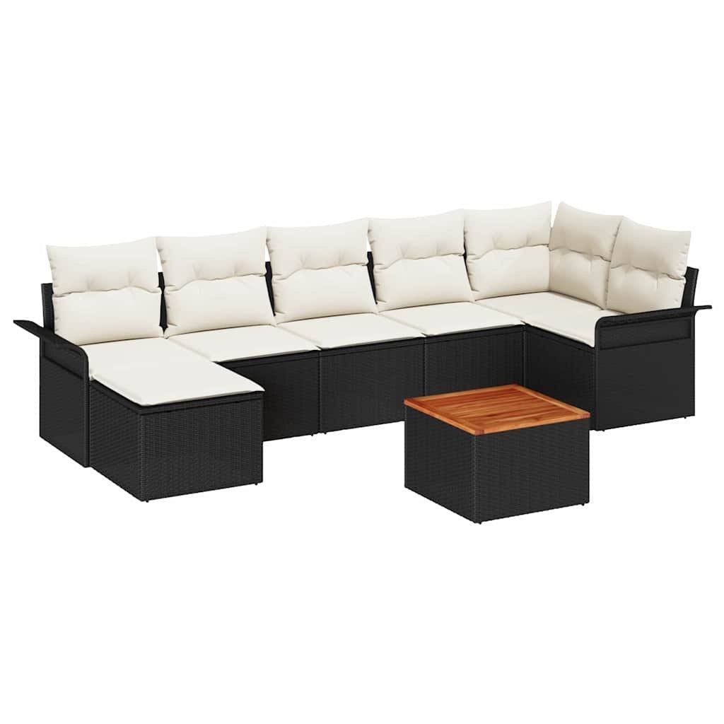Zestaw Sof na Ogród z poduszką 8 pcs Czarny, Kremowy Lumarko!