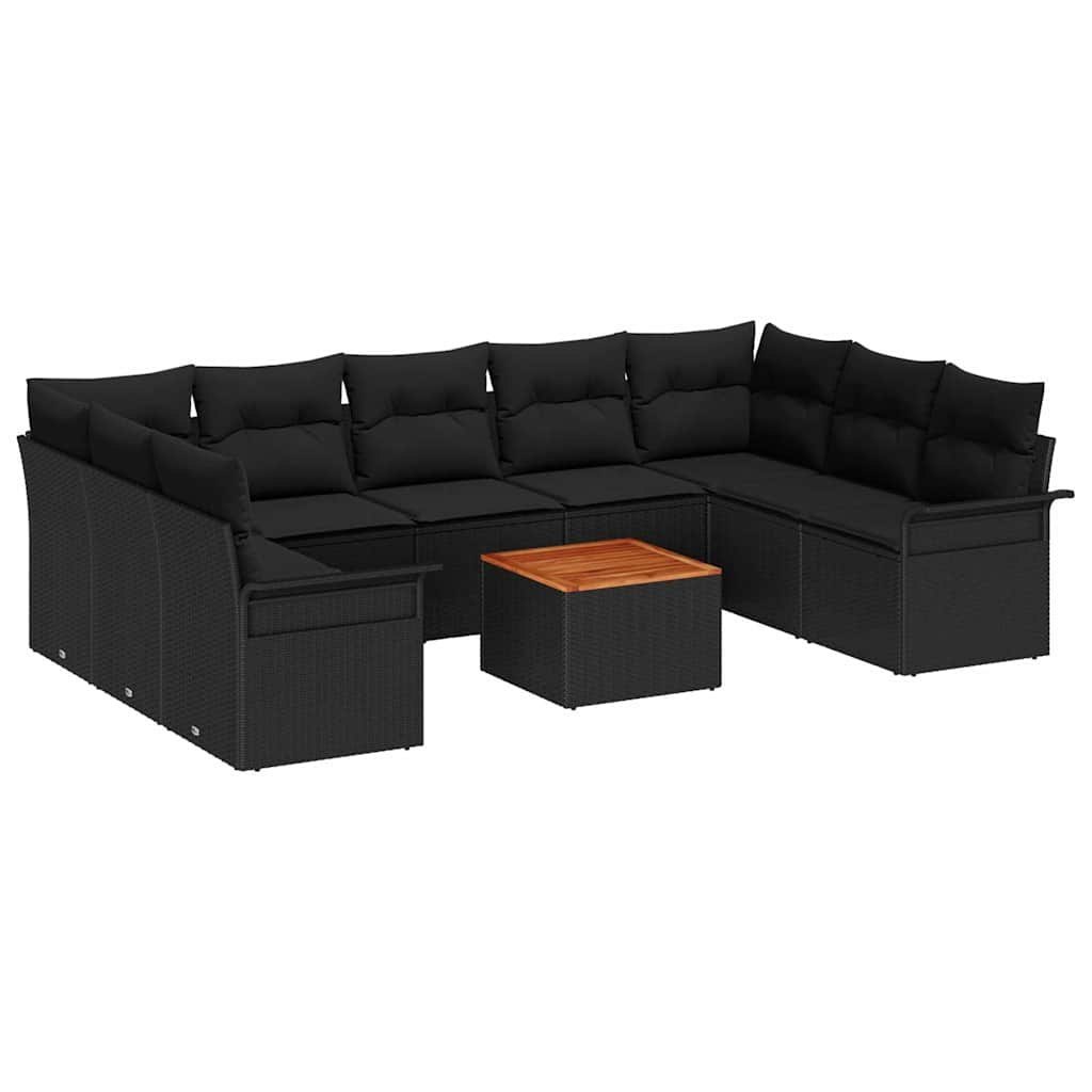 Zestaw Sof na Ogród z poduszką 10 pcs Czarny 55 x 55 x 37 cm Lumarko!