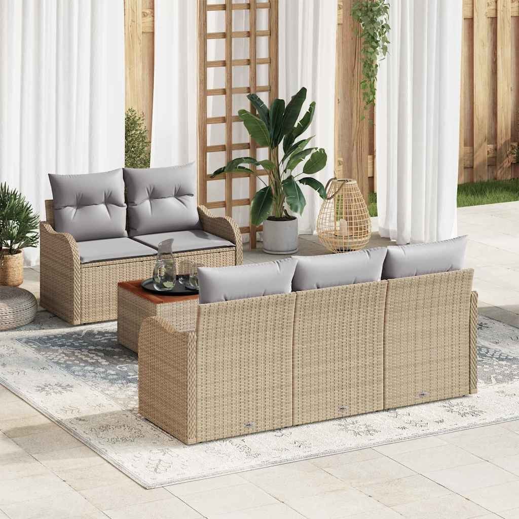 Zestaw Sof na Ogród 6 pcs Beżowy, jasnoszary 55 x 55 x 37 cm Lumarko!